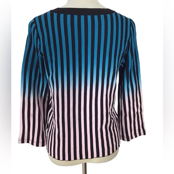 INC International Concepts Blue Pink Ombré Striped Top - Picture 4 of 6